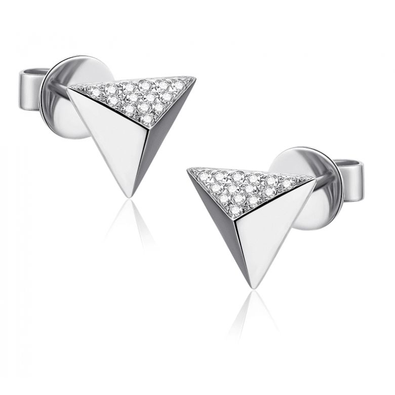 Orecchini A Lobo Khéops - Piramidi in Oro Bianco e Diamanti - 7