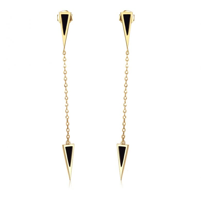 Orecchini Pendenti Xeo - Catenelle Oro Giallo & Petre d'Agata - 1