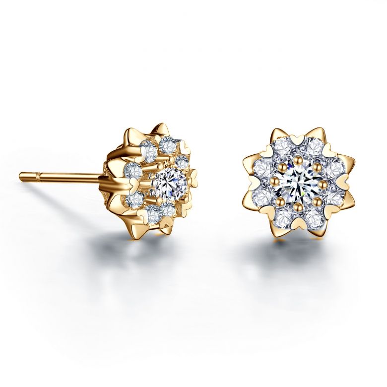 Orecchini meravigliosa. Oro giallo, diamanti 0.26ct - 1