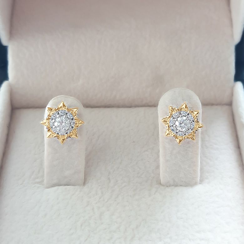 Orecchini meravigliosa. Oro giallo, diamanti 0.26ct - 8