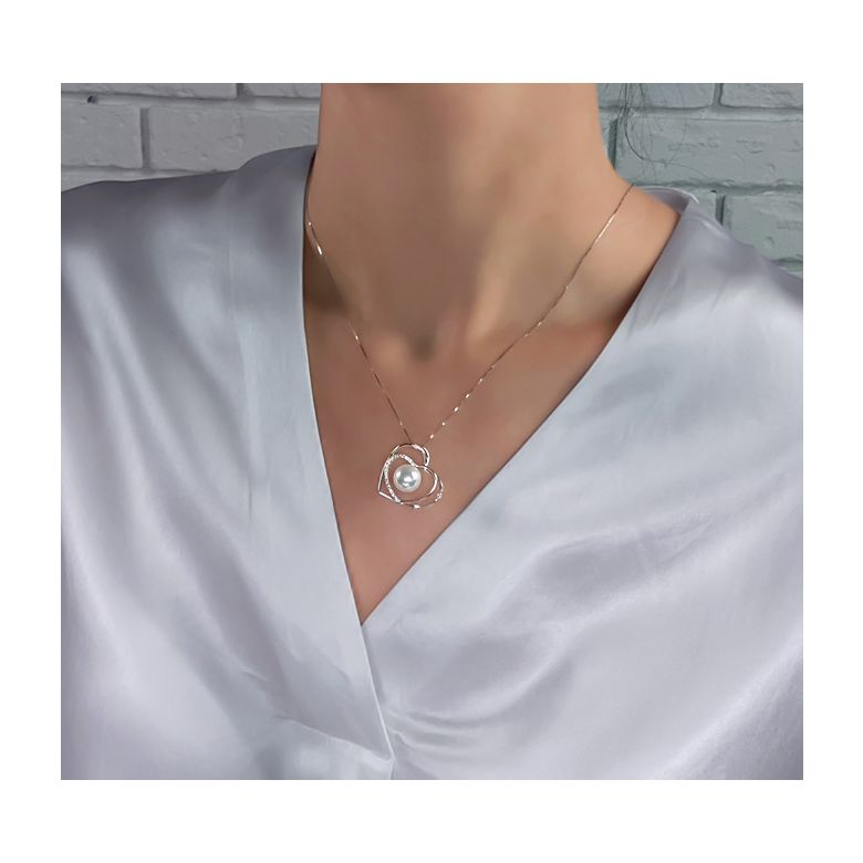 Ciondolo cuore - Regalo dichiarazione d'amore - Perla d'Australia bianca - 4
