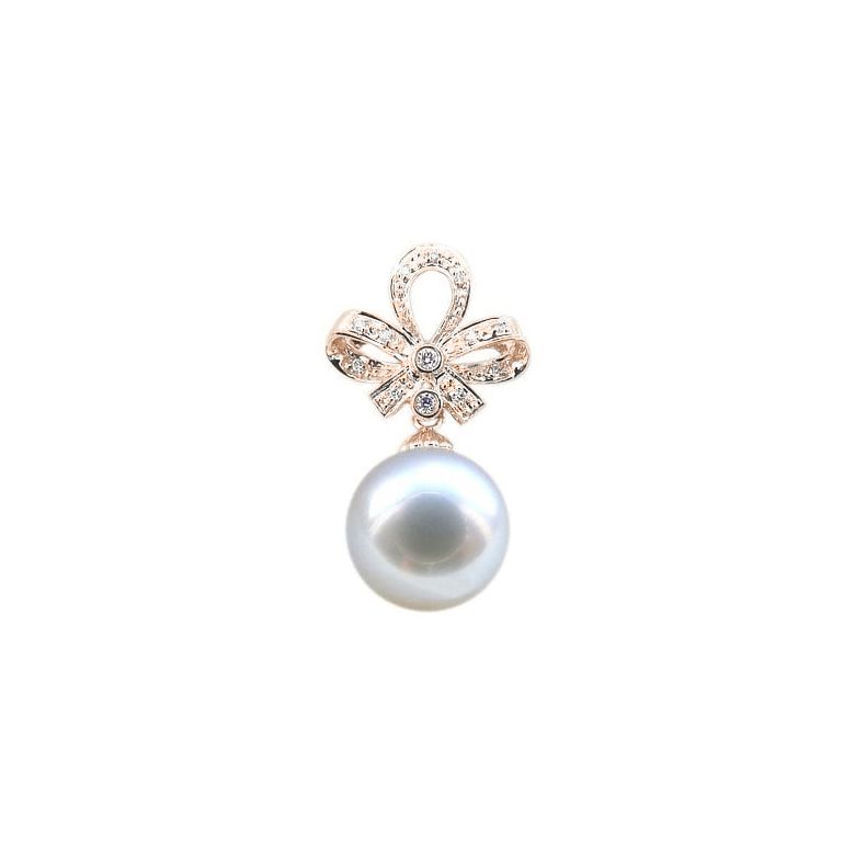 Ciondolo fiocco oro rosa - Perla d’Australia bianca - 12/13mm - 2