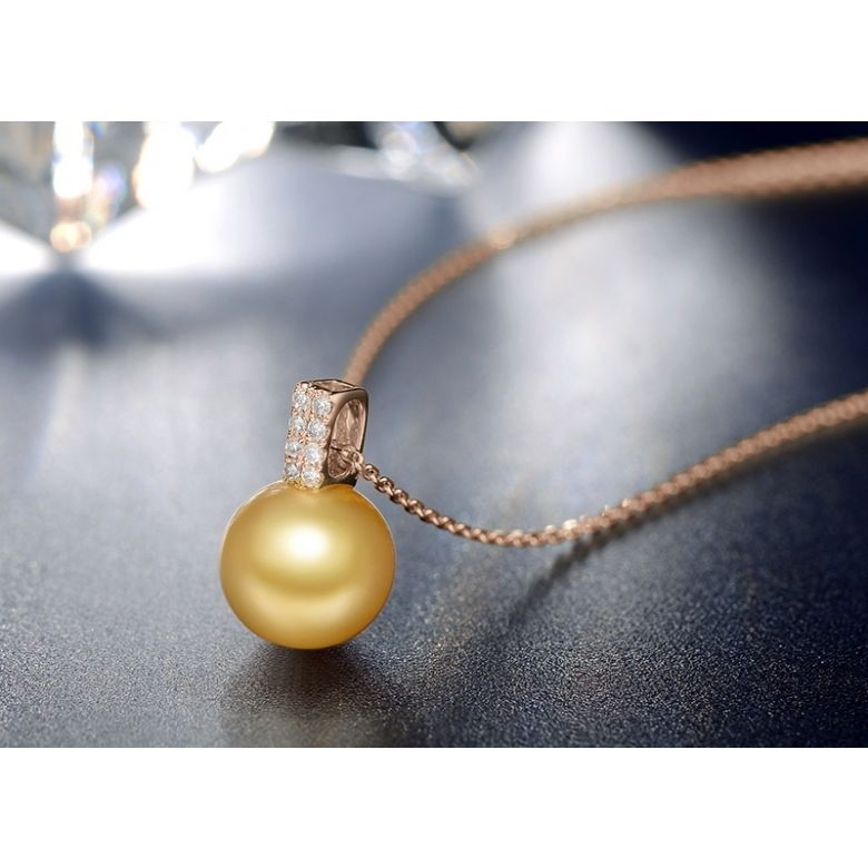 Ciondolo King - Oro Rosa, Diamanti & Perla Gold dei Mari del Sud - 5