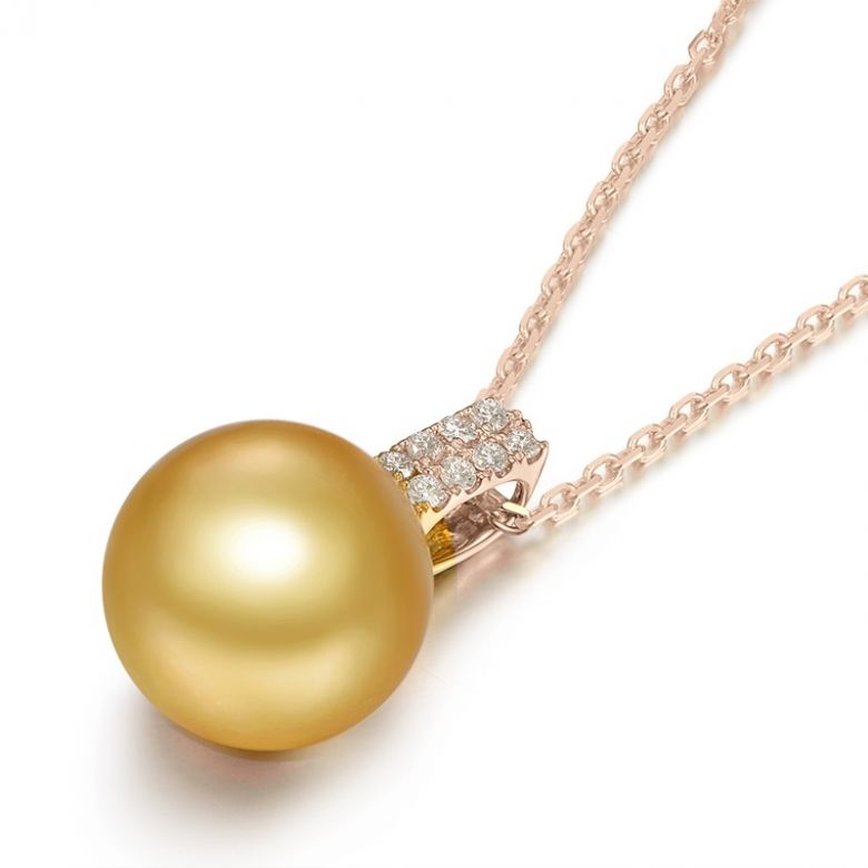 Ciondolo King - Oro Rosa, Diamanti & Perla Gold dei Mari del Sud - 4