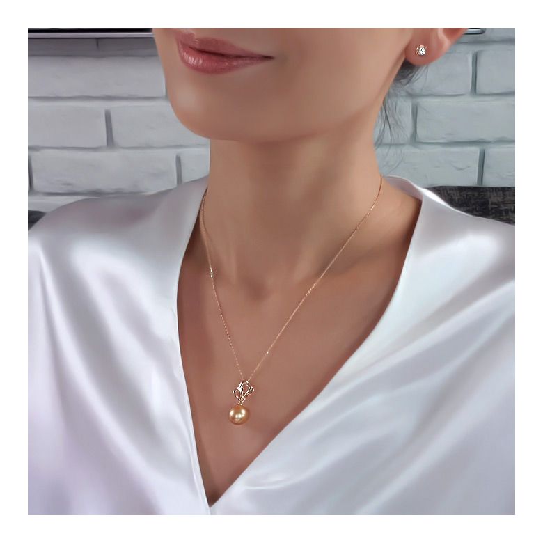 Ciondolo Cuori Dorati - Oro Rosa & Perla Gold dei Mari del Sud - 1