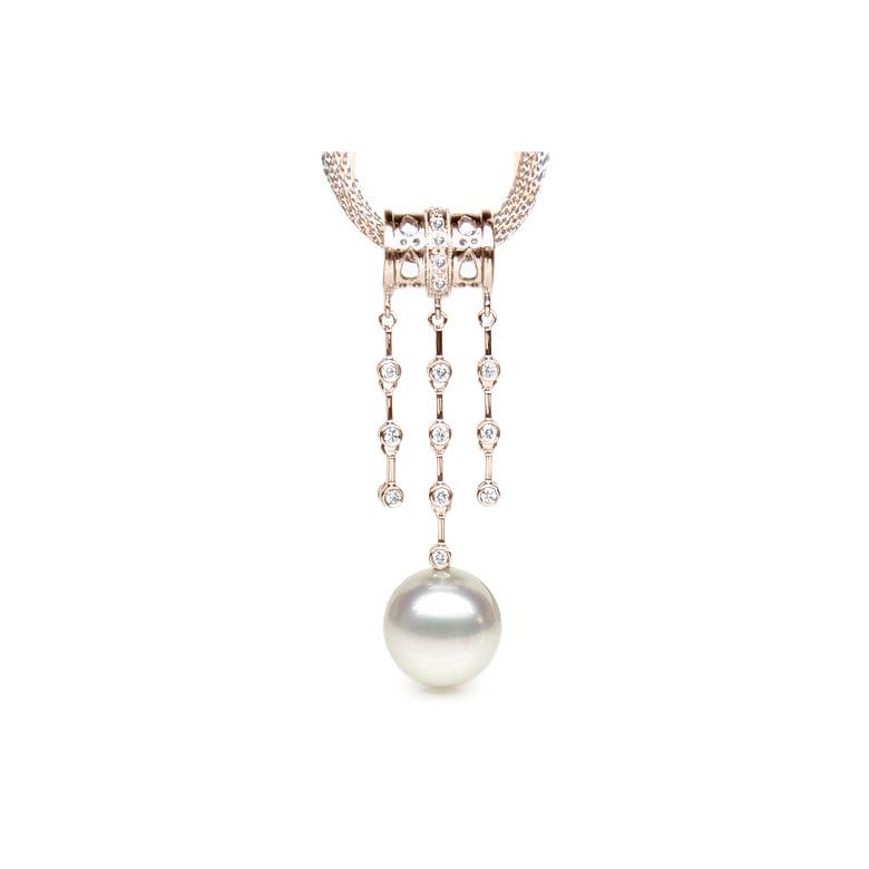 Ciondolo cilindro oro rosa - Perla d’Australia bianca - 12/13mm - 1
