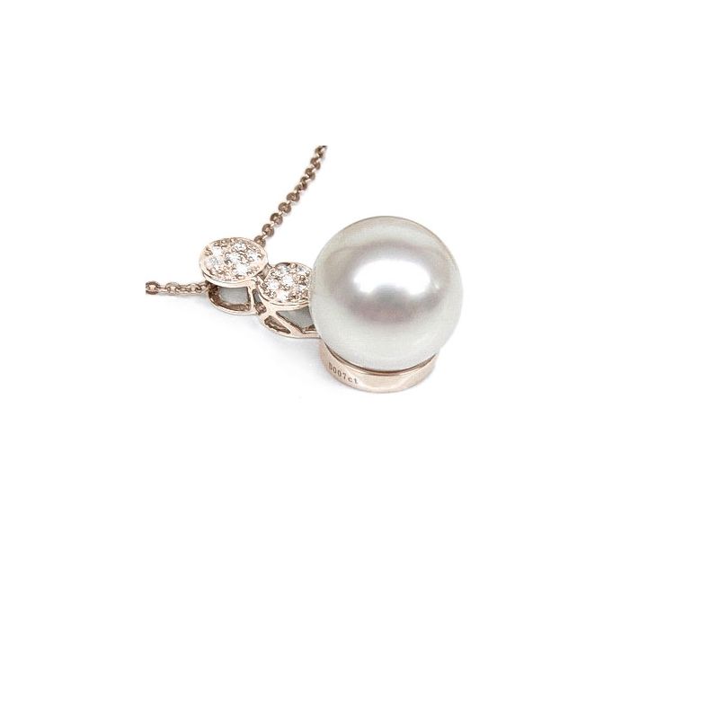 Ciondolo oro rosa - Perla d’Australia bianca, argento - 12/13mm - 1