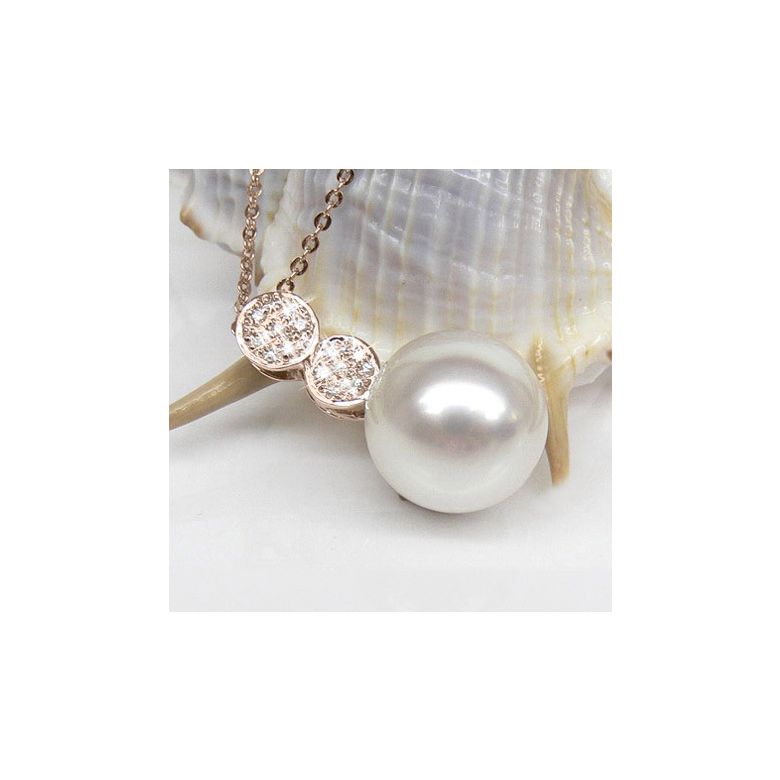 Ciondolo oro rosa - Perla d’Australia bianca, argento - 12/13mm - 2