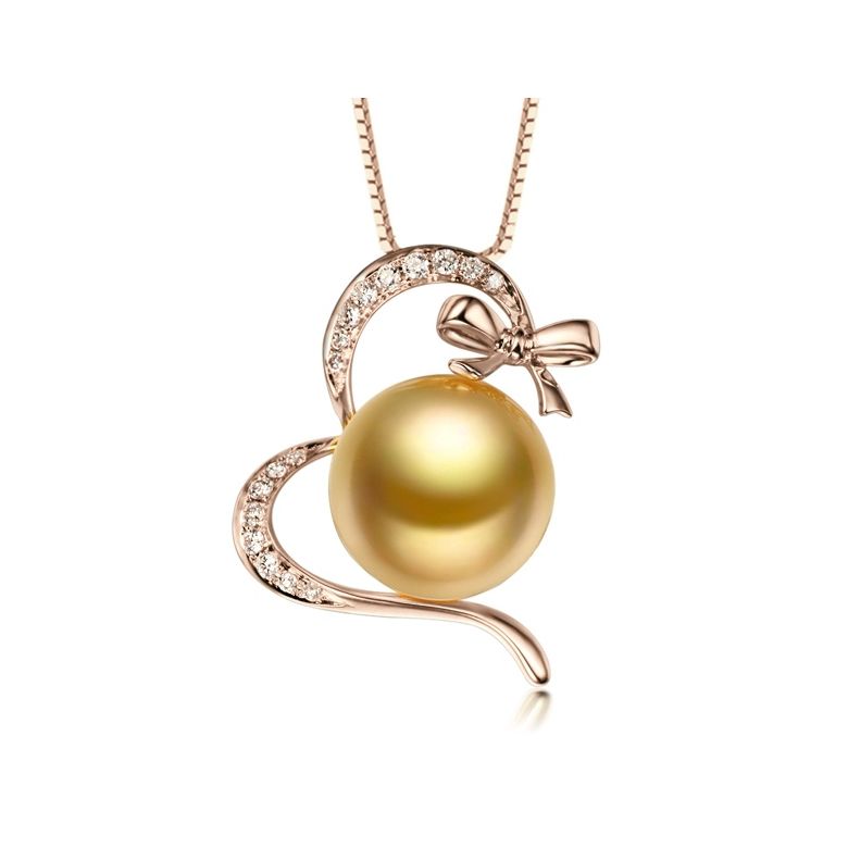 Ciondolo Nodo con Ganse - Oro Rosa, Diamanti & Perla Gold dei Mari del Sud - 1
