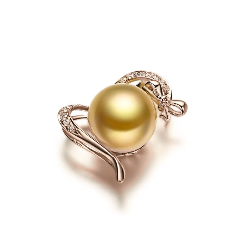 Ciondolo Nodo con Ganse - Oro Rosa, Diamanti & Perla Gold dei Mari del Sud - 3