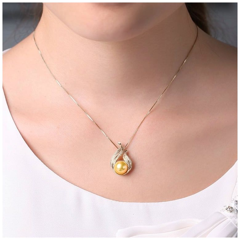 Ciondolo Dolcezza Vegetale - Oro Rosa, Diamanti & Perla Gold dei Mari del Sud - 2
