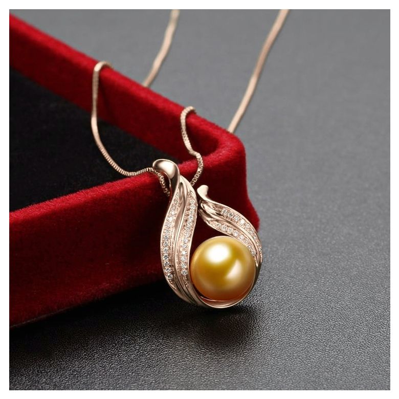 Ciondolo Dolcezza Vegetale - Oro Rosa, Diamanti & Perla Gold dei Mari del Sud - 5