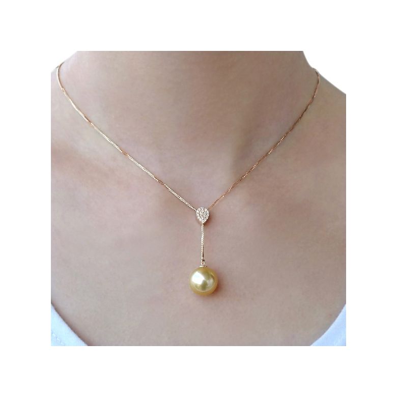 Ciondolo Attention - Oro Rosa, Diamanti & Perla Gold dei Mari del Sud - 2