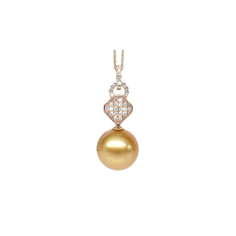 Ciondolo Romano - Oro Rosa, Diamanti & Perla Gold dei Mari del Sud - 1