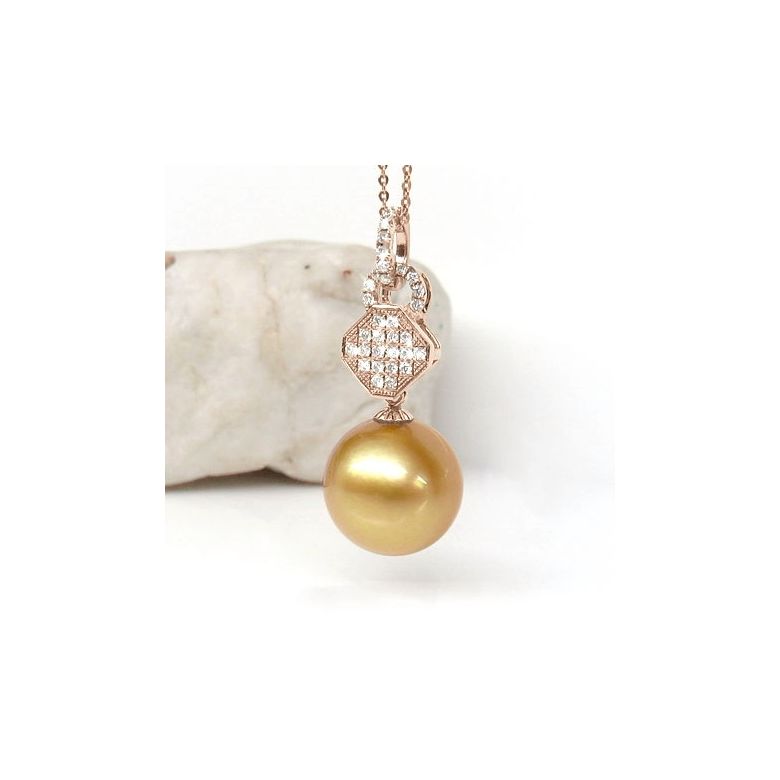 Ciondolo Romano - Oro Rosa, Diamanti & Perla Gold dei Mari del Sud - 2