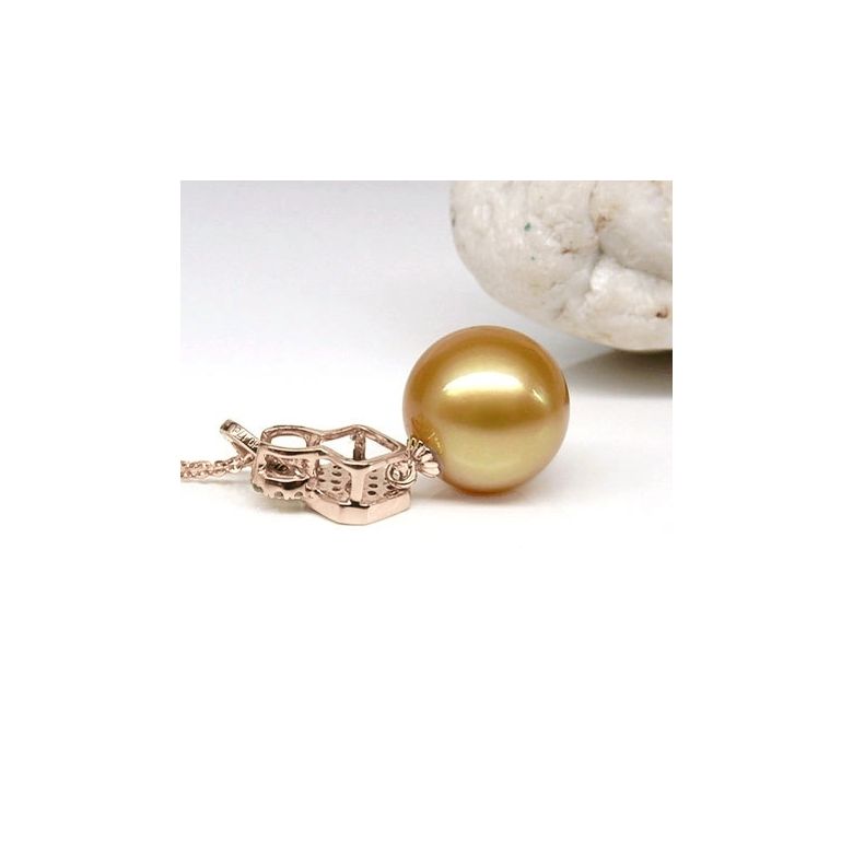 Ciondolo Romano - Oro Rosa, Diamanti & Perla Gold dei Mari del Sud - 3