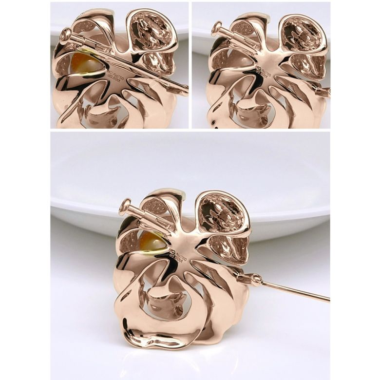 Ciondolo Peonia. Oro Rosa e Perla d'Australia - 15