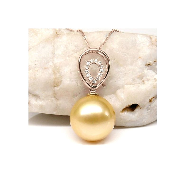 Ciondolo Narciso - Oro Rosa, Diamanti & Perla Gold dei Mari del Sud - 3