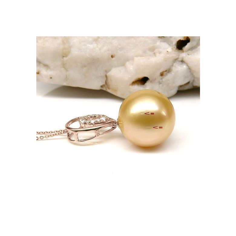 Ciondolo Narciso - Oro Rosa, Diamanti & Perla Gold dei Mari del Sud - 5