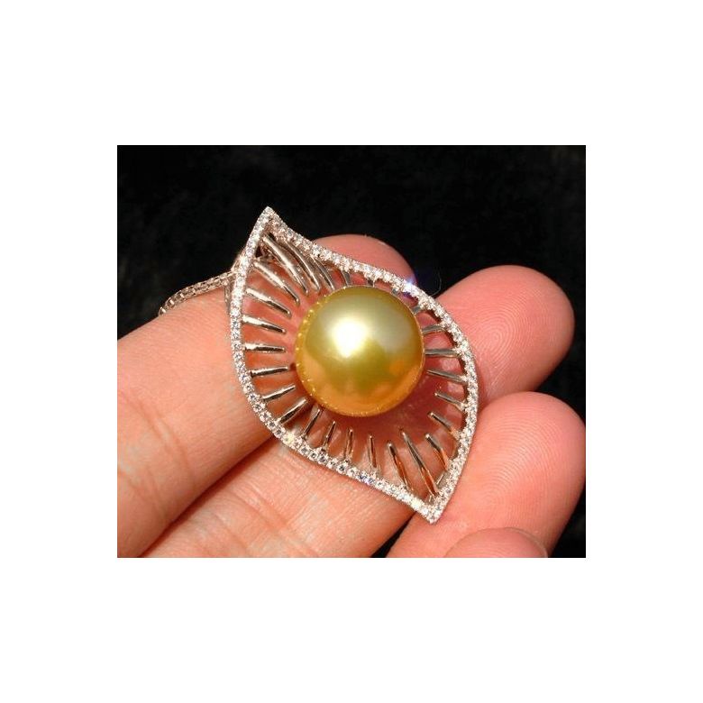 Ciondolo Egitto oro rosa - Perla Australia dorata - 11/12mm - 2