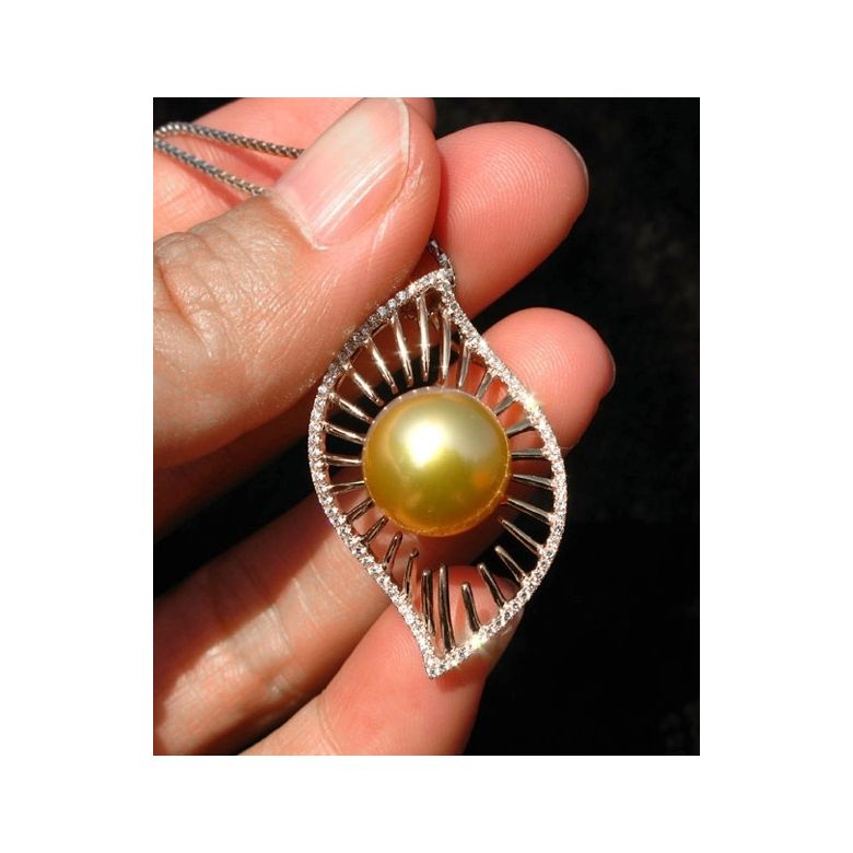 Ciondolo Egitto oro rosa - Perla Australia dorata - 11/12mm - 5