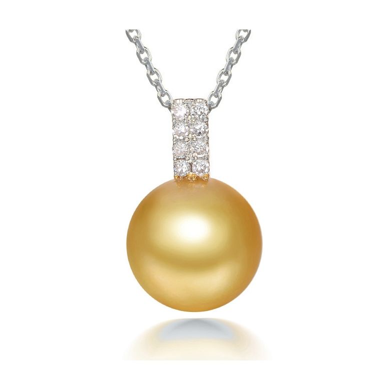 Ciondolo King - Oro Bianco, Diamanti & Perla Gold dei Mari del Sud - 1