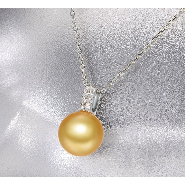 Ciondolo King - Oro Bianco, Diamanti & Perla Gold dei Mari del Sud - 3