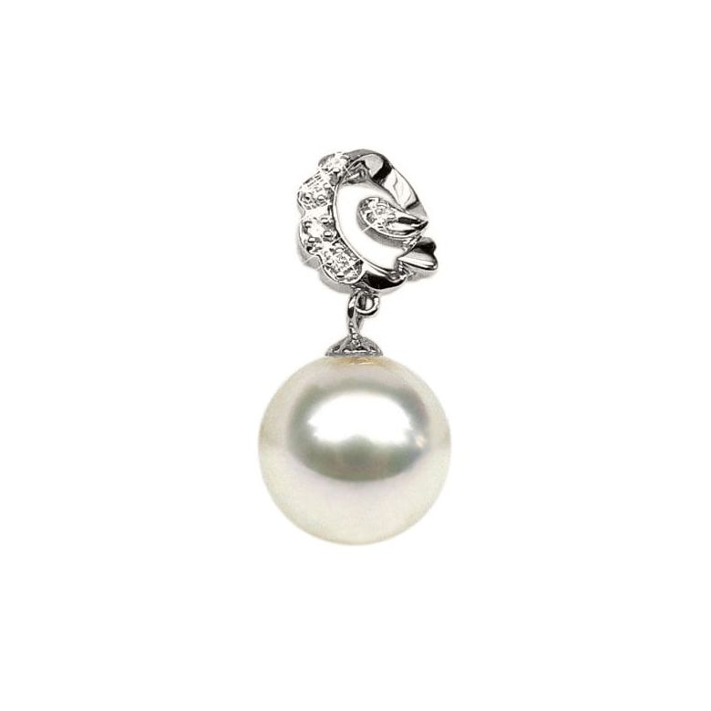 Ciondolo oro bianco - Perla d’Australia bianca - 11/12mm - 1