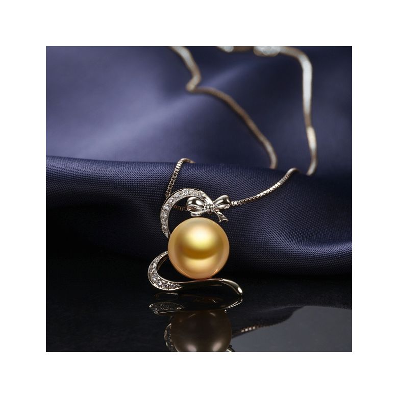 Ciondolo Nodo con Ganse - Oro Bianco, Diamanti & Perla Gold dei Mari del Sud - 4