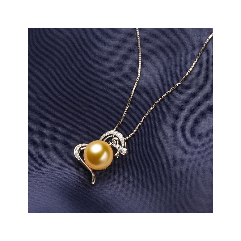 Ciondolo Nodo con Ganse - Oro Bianco, Diamanti & Perla Gold dei Mari del Sud - 5