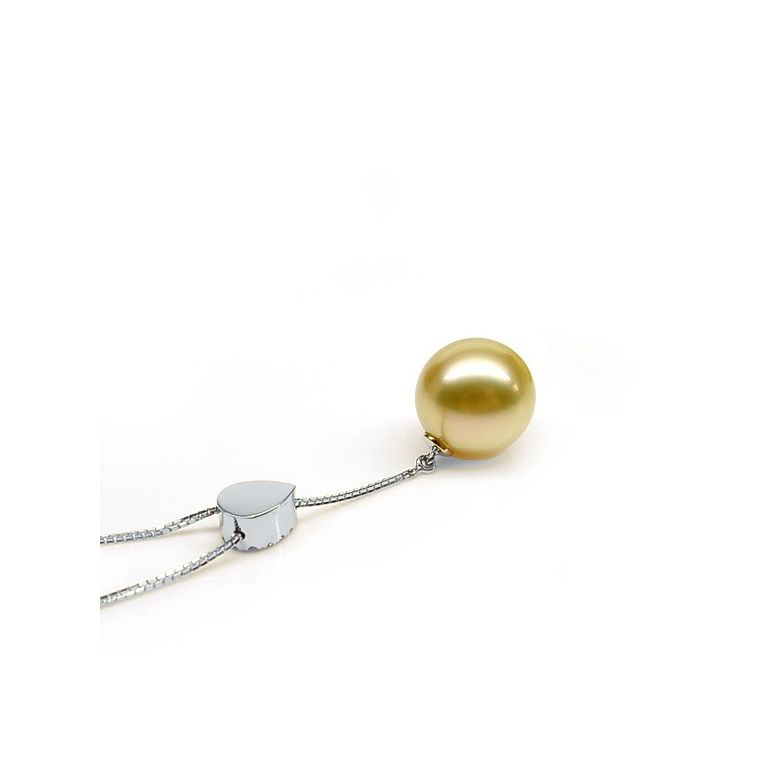 Ciondolo Attention - Oro Bianco, Diamanti & Perla Gold dei Mari del Sud - 5