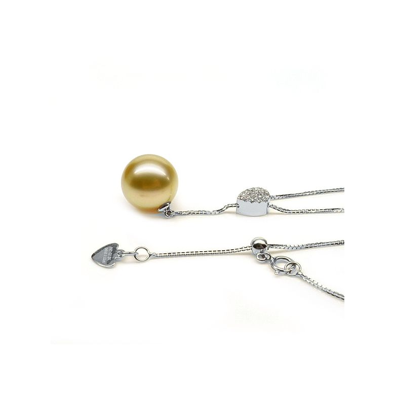 Ciondolo Attention - Oro Bianco, Diamanti & Perla Gold dei Mari del Sud - 7