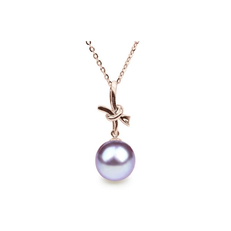 Ciondolo Noeud Merveilleux Oro Rosa 18kt, Perla di Acqua Dolce Lavanda 10/10.5mm - 1