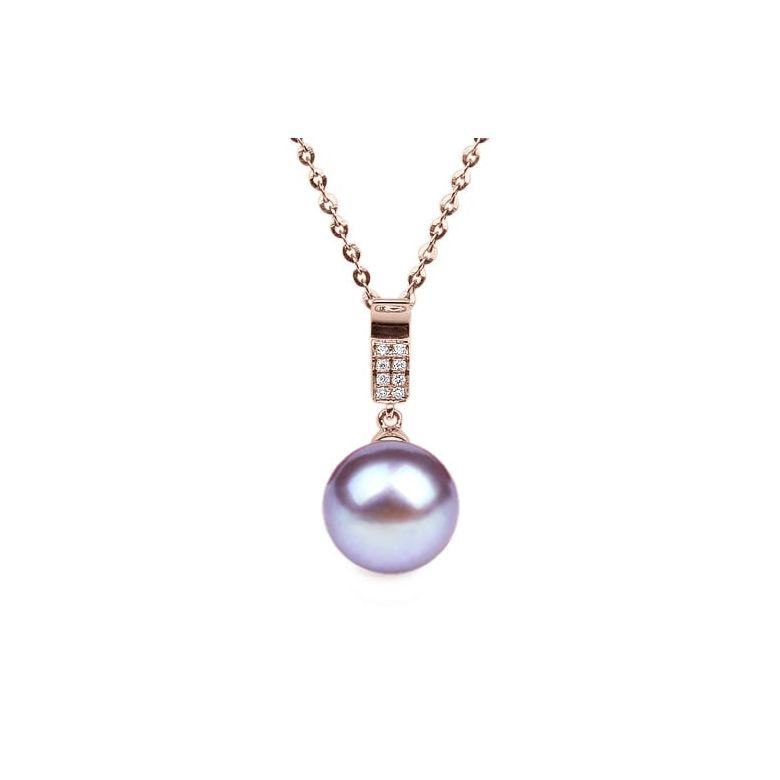 Ciondolo Xilo Oro Rosa 18kt, Perla di Acqua Dolce Lavanda 10/10.5mm - 1