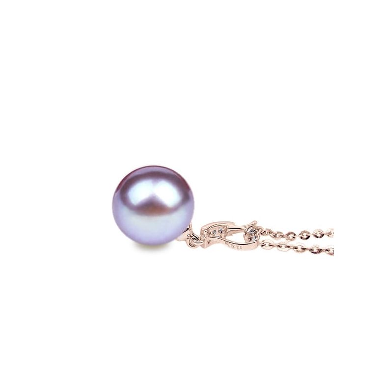 Ciondolo Xilo Oro Rosa 18kt, Perla di Acqua Dolce Lavanda 10/10.5mm - 2