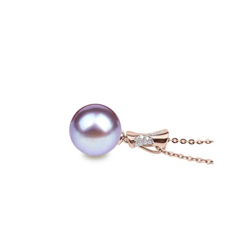 Ciondolo T'es à croquer Oro Rosa 18kt, Perla di Acqua Dolce Lavanda 10/10.5mm - 2