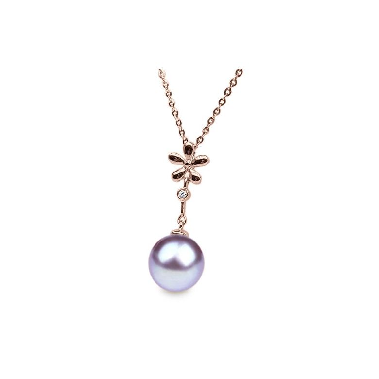 Ciondolo Fleur céleste Oro Rosa 18kt, Perla di Acqua Dolce Lavanda 10/10.5mm - 1