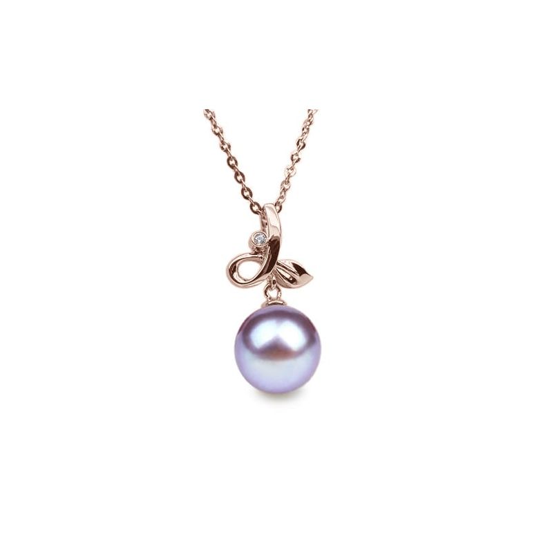 Ciondolo Brindille Oro Rosa 18kt, Perla di Acqua Dolce Lavanda 10/10.5mm - 1
