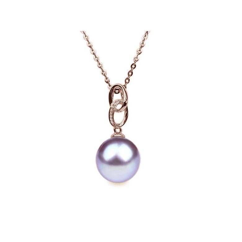 Ciondolo Anneaux Liés Oro Rosa 18kt, Perla di Acqua Dolce Lavanda 10/10.5mm - 1