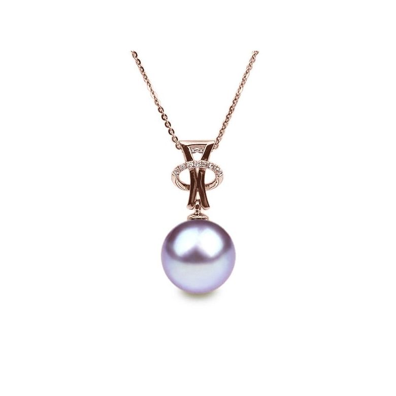Ciondolo XO Oro Rosa 18kt, Perla di Acqua Dolce Lavanda 10/10.5mm - 1