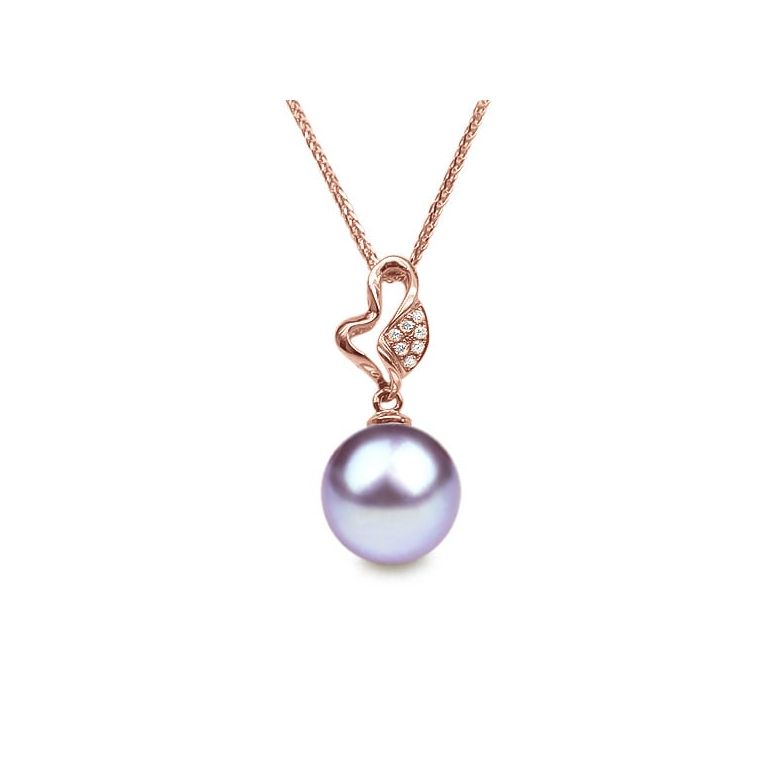 Ciondolo Jeune pousse printanière Oro Rosa 18kt, Perla di Acqua Dolce Lavanda 10/10.5mm - 1