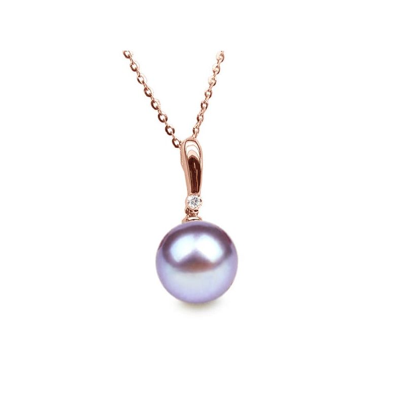 Ciondolo Hainan Oro Rosa 18kt, Perla di Acqua Dolce Lavanda 10/10.5mm - 1