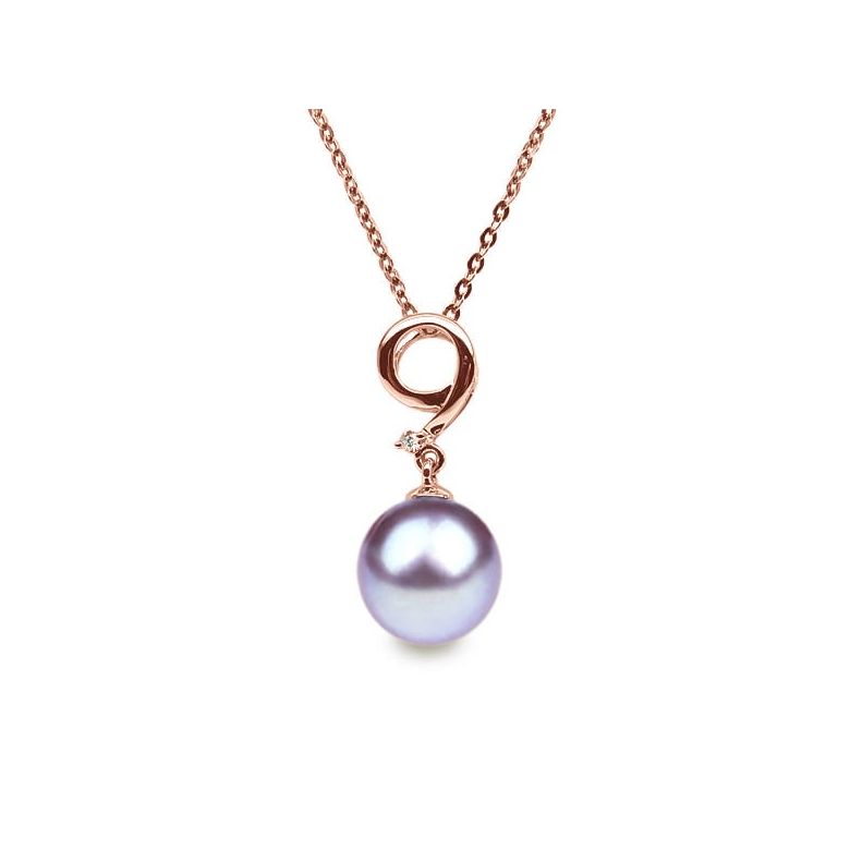 Ciondolo Neuf Oro Rosa 18kt, Perla di Acqua Dolce Lavanda 10/10.5mm - 1