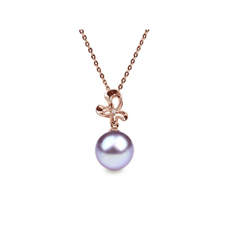 Ciondolo Fleur sauvage Oro Rosa 18kt, Perla di Acqua Dolce Lavanda 10/10.5mm - 1