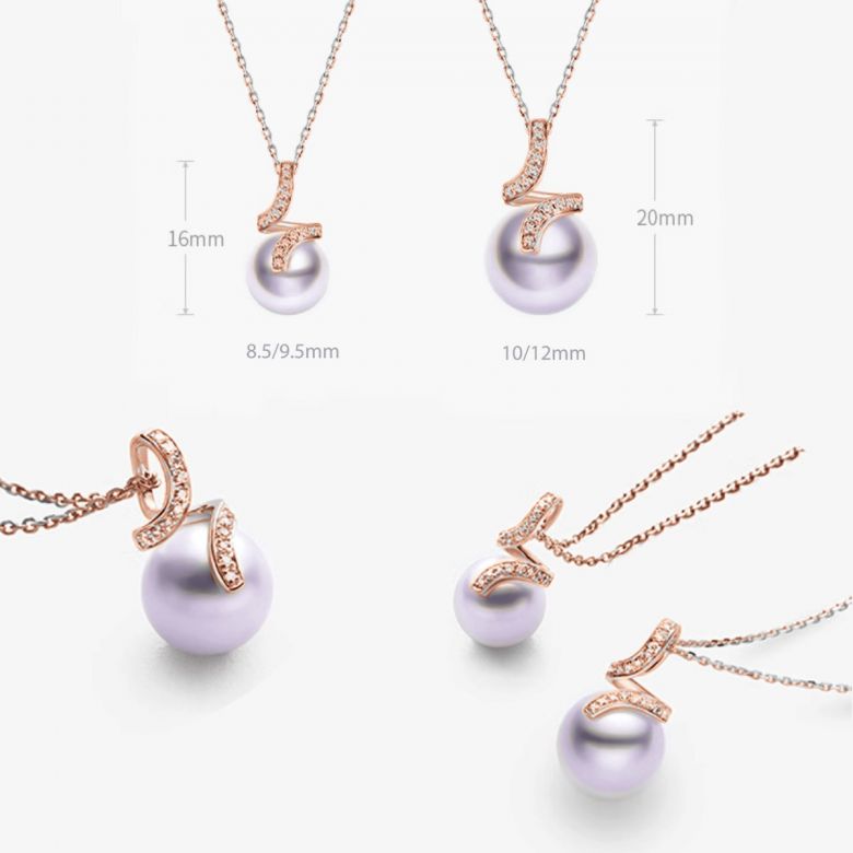 Ciondolo Ondine Oro Rosa 18kt, Perla di Acqua Dolce Lavanda 11/11.5mm - 3