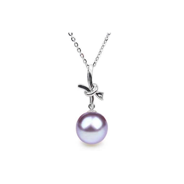 Ciondolo Noeud Merveilleux Oro Bianco 18kt, Perla di Acqua Dolce Lavanda 10/10.5mm - 1
