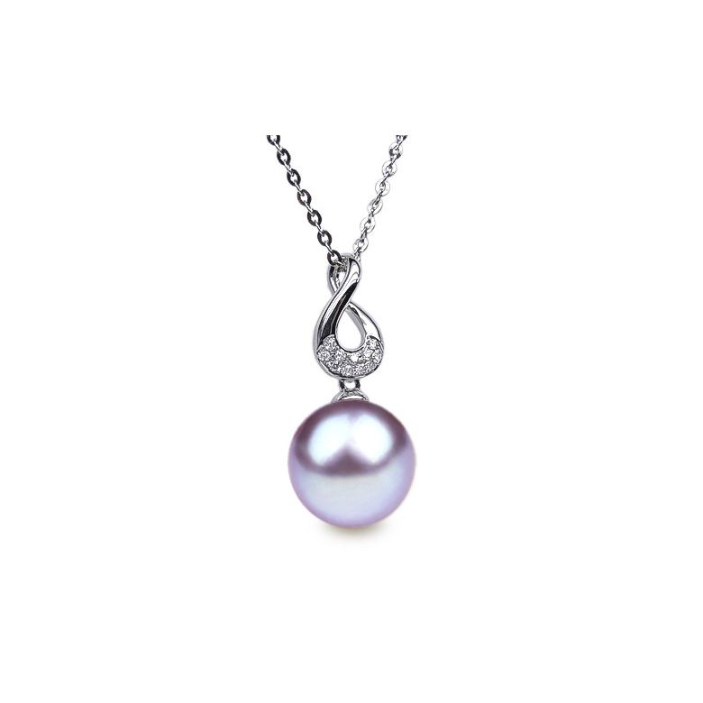 Ciondolo Twist Oro Bianco 18kt, Perla di Acqua Dolce Lavanda 10/10.5mm - 1