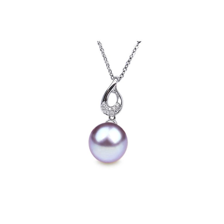 Ciondolo Twist Oro Bianco 18kt, Perla di Acqua Dolce Lavanda 10/10.5mm - 2
