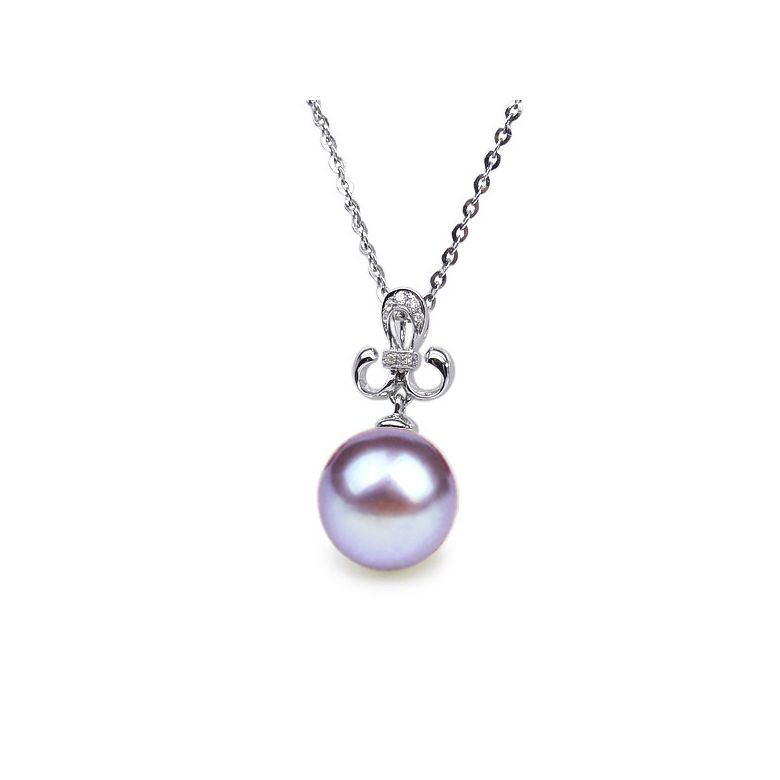 Ciondolo Armoiries noblesse Oro Bianco 18kt, Perla di Acqua Dolce Lavanda 10/10.5mm - 1