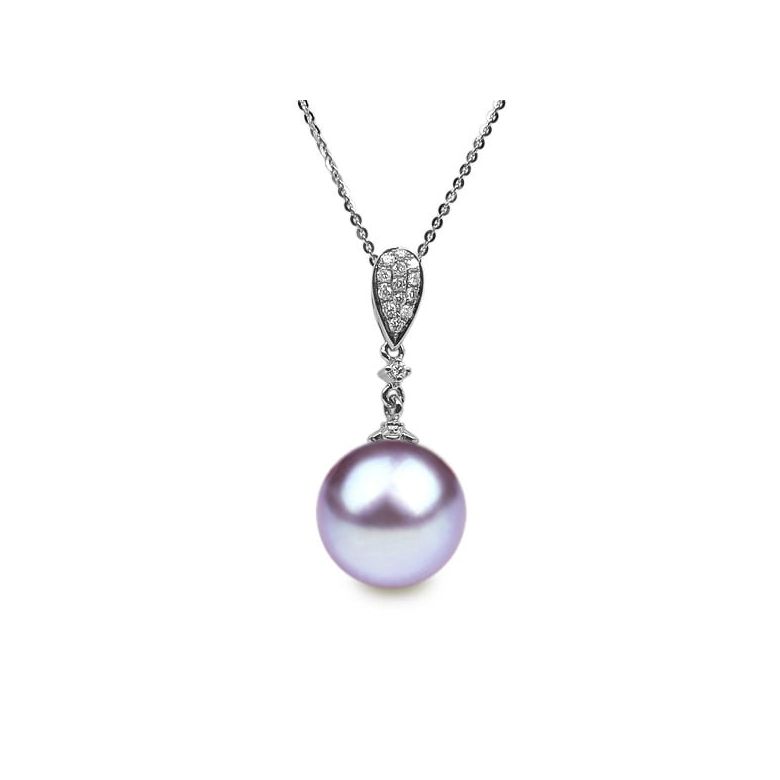 Ciondolo Andromède Oro Bianco 18kt, Perla di Acqua Dolce Lavanda 10/10.5mm - 1